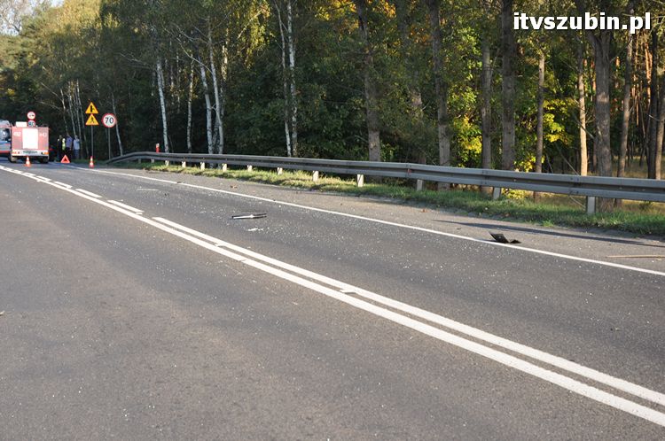 Kolizja drogowa trzech samochodów koło Zamościa.