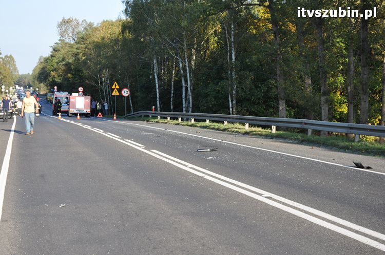 Kolizja drogowa trzech samochodów koło Zamościa.
