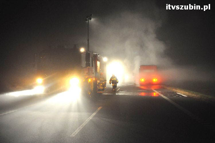 Pożar samochodu ciężarowego na obwodnicy Szubina