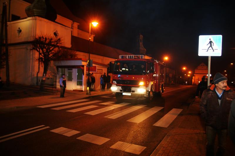 Pożar kamienicy na Rynku w Kcyni.