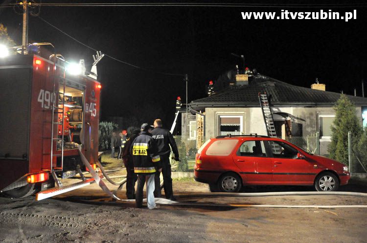 Pożar domu jednorodzinnego w Zamościu koło Szubina.