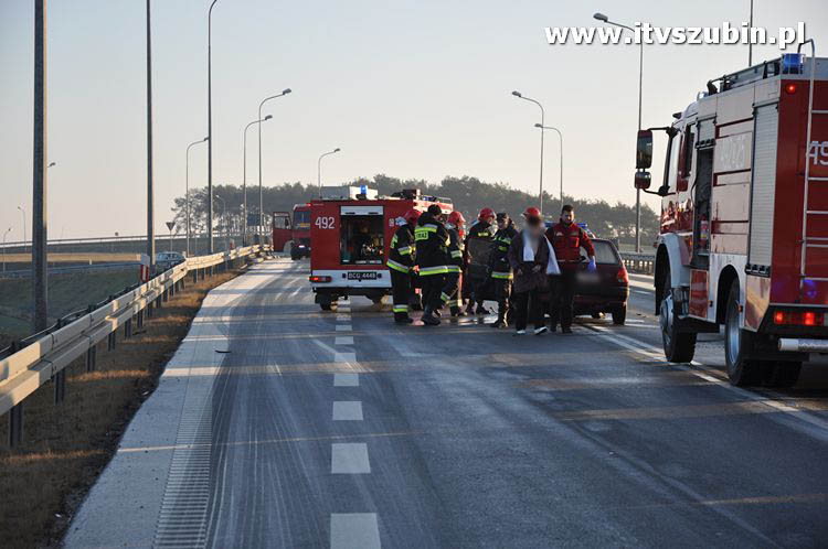 Kolizja drogowa na zjeździe z obwodnicy Szubina.