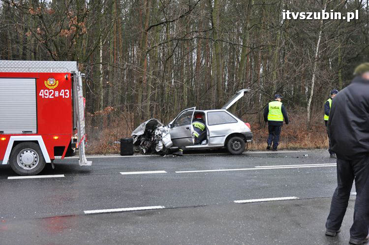 Wypadek dwóch samochodów osobowych i dzika - trzy osoby przewieziono do szpitala