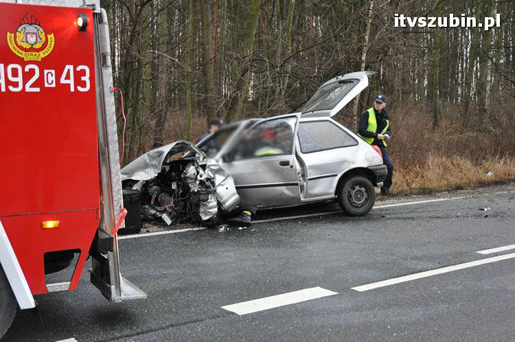 Wypadek dwóch samochodów osobowych i dzika - trzy osoby przewieziono do szpitala