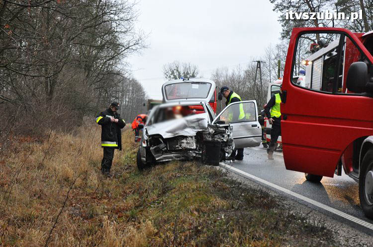 Wypadek dwóch samochodów osobowych i dzika - trzy osoby przewieziono do szpitala