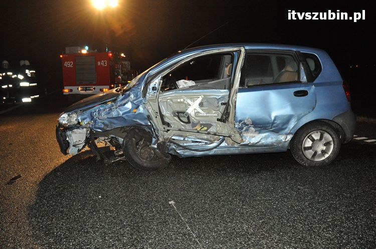 Wpadek z udziałem trzech samochodów na obwodnicy Szubina