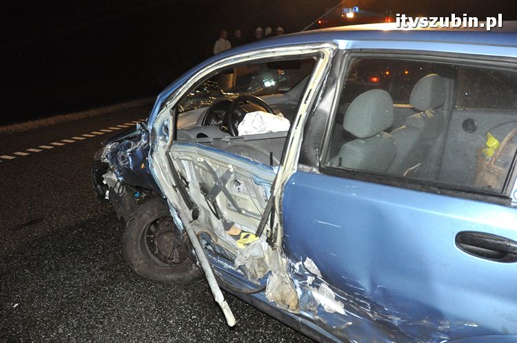Wpadek z udziałem trzech samochodów na obwodnicy Szubina