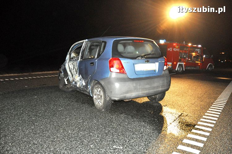 Wpadek z udziałem trzech samochodów na obwodnicy Szubina