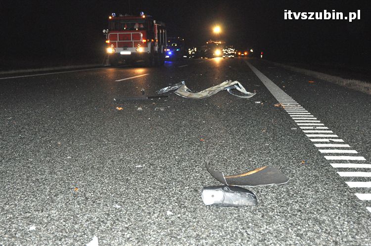 Wpadek z udziałem trzech samochodów na obwodnicy Szubina