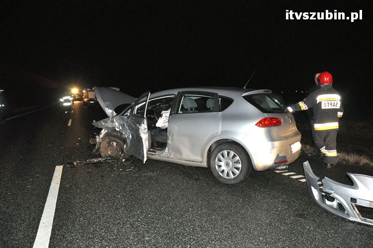 Wpadek z udziałem trzech samochodów na obwodnicy Szubina