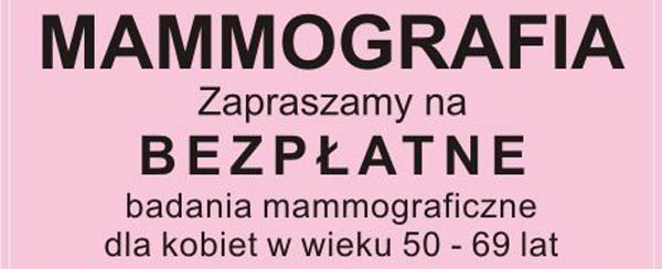 Bezpłatne badania mammograficzne