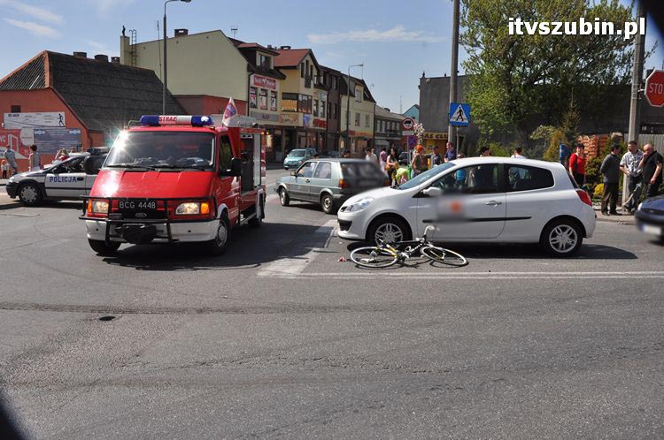 Potrącenie rowerzysty w centrum Szubina