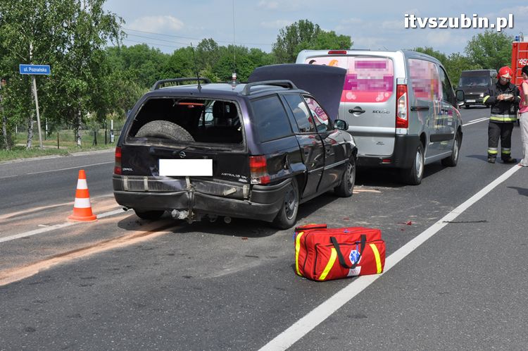 Kolizja trzech samochodów w Zamościu k. Bydgoszczy