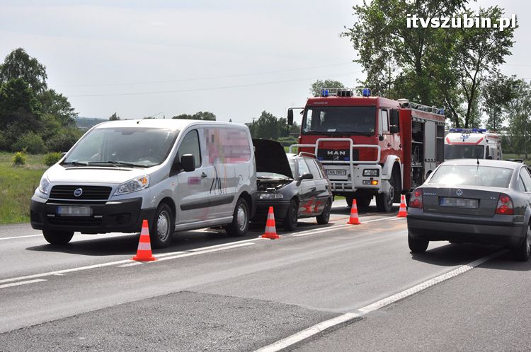 Kolizja trzech samochodów w Zamościu k. Bydgoszczy