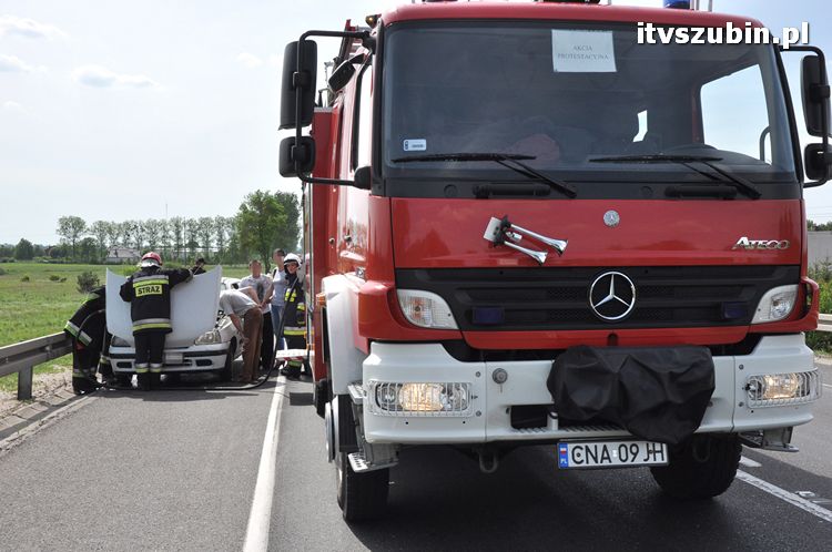 Kolizja trzech samochodów w Zamościu k. Bydgoszczy