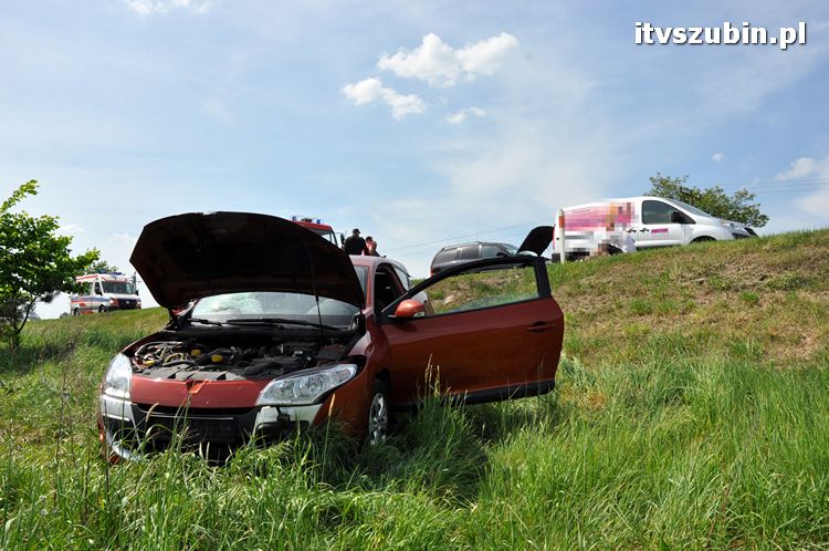 Kolizja trzech samochodów w Zamościu k. Bydgoszczy