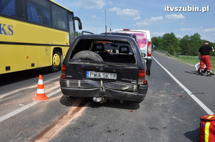Kolizja trzech samochodów w Zamościu k. Bydgoszczy