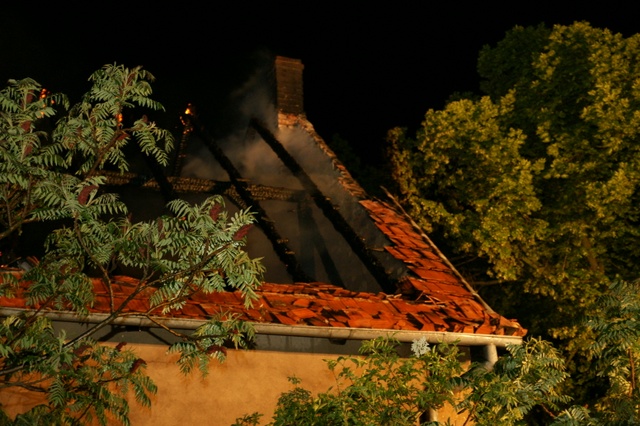Pożar budynku przy ul. Zielonej w Kcyni