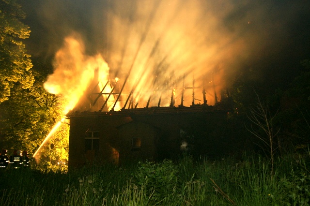 Pożar budynku przy ul. Zielonej w Kcyni