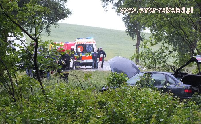 Kolizja dwóch samochodów pomiędzy Paterkiem a Wieszkami