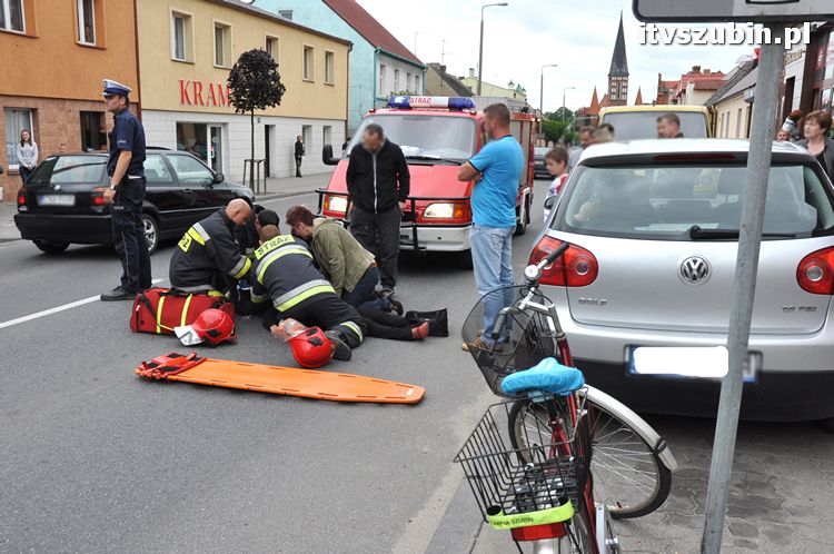 Zdarzenie drogowe z udziałem rowerzystki w Szubinie