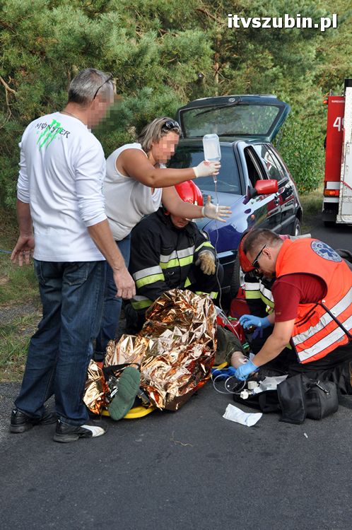 Wypadek drogowy w Mąkoszynie, dwóch poszkodowanych