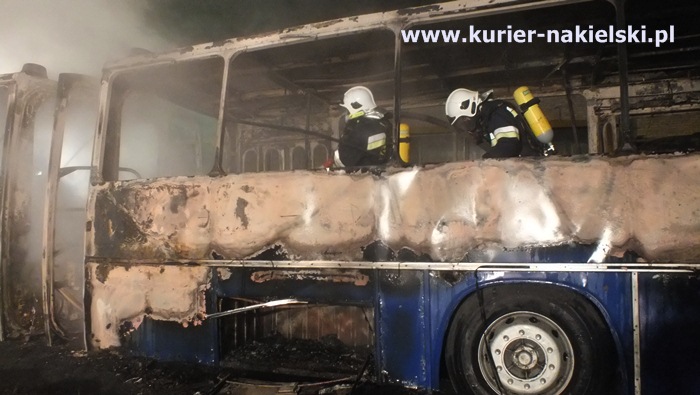 Nocny pożar w Muzeum Autobusów w Paterku