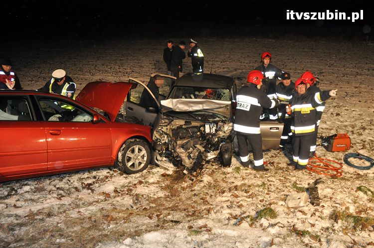 Wypadek na krajowej piątce między Wąsoszem a Dąbrówką Słupską