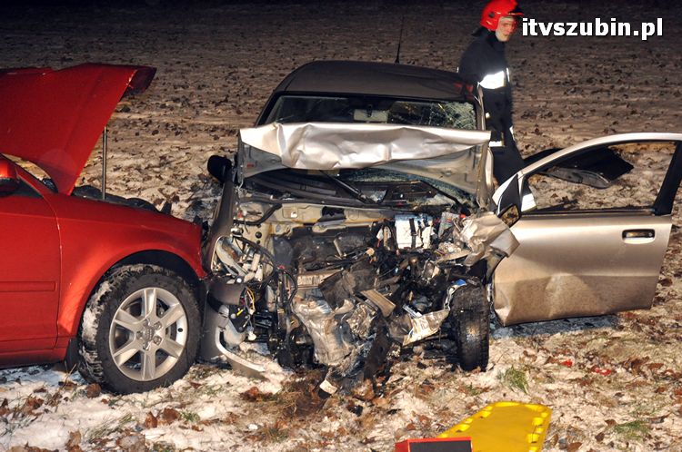 Wypadek na krajowej piątce między Wąsoszem a Dąbrówką Słupską