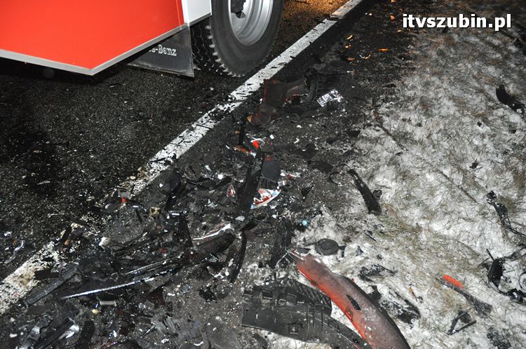 Wypadek na krajowej piątce między Wąsoszem a Dąbrówką Słupską