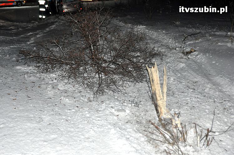 Dwa zdarzenia drogowe w jednym czasie z powodu złych warunków na drodze