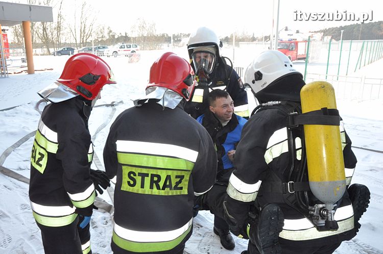 Symulowany pożar w Terminalu w Szubinie