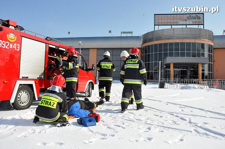 Symulowany pożar w Terminalu w Szubinie