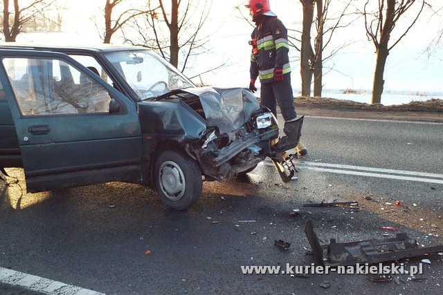 Zderzenie trzech samochodów w Trzeciewnicy