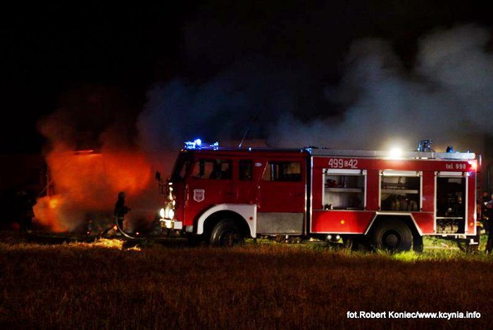 Nocny pożar w Kcyni