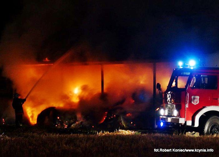Nocny pożar w Kcyni