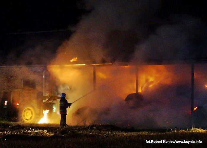 Nocny pożar w Kcyni