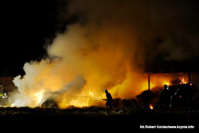 Nocny pożar w Kcyni