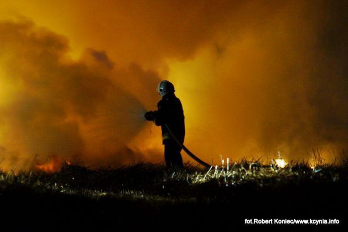 Nocny pożar w Kcyni