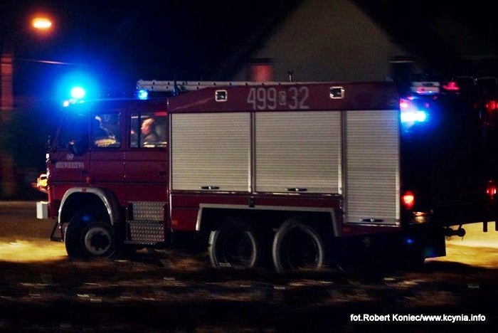 Nocny pożar w Kcyni