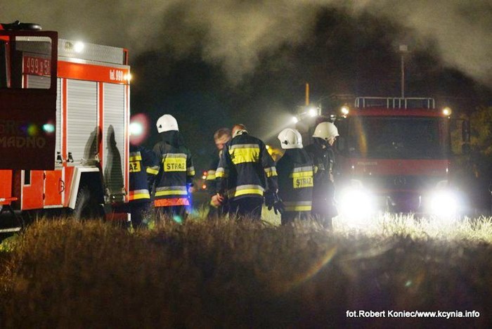 Nocny pożar w Kcyni