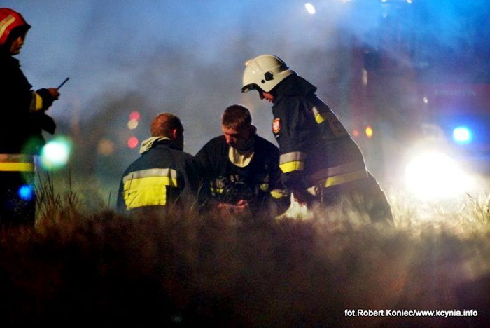 Nocny pożar w Kcyni