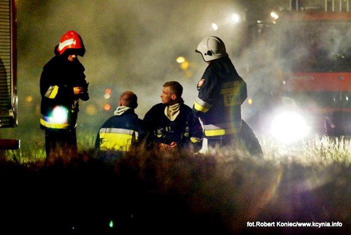 Nocny pożar w Kcyni