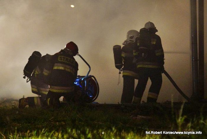 Nocny pożar w Kcyni