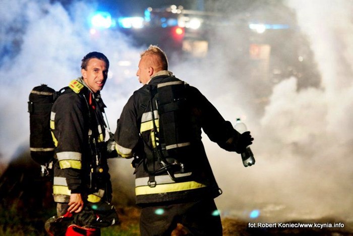 Nocny pożar w Kcyni