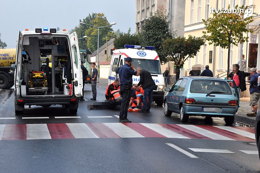 Potrącenie pieszego na pasach przy Urzędzie Miejskim w Szubinie