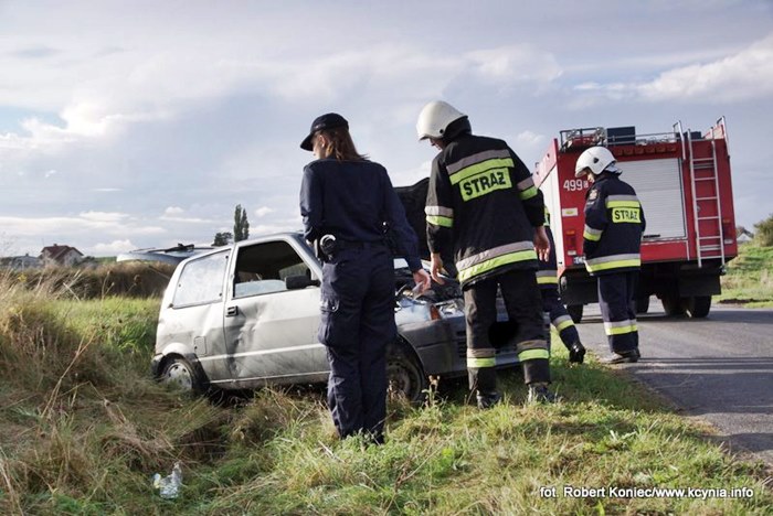 Kolizja w Żurawi - pierwszy wyjazd nowej karetki do wypadku