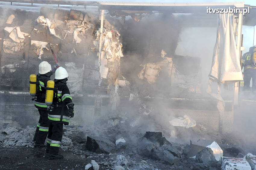 Poranny pożar samochodu ciężarowego