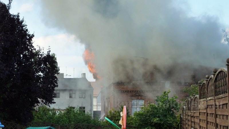 Pożar budynku przy Placu Konopnickiej w Nakle nad Notecią