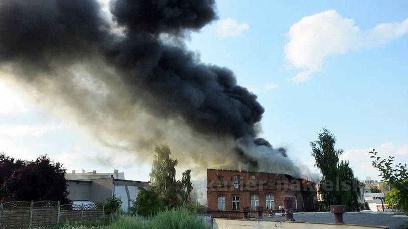 Pożar budynku przy Placu Konopnickiej w Nakle nad Notecią